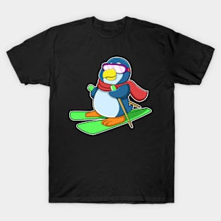 Penguin as Skier with Ski Scarf & Sunglasses T-Shirt